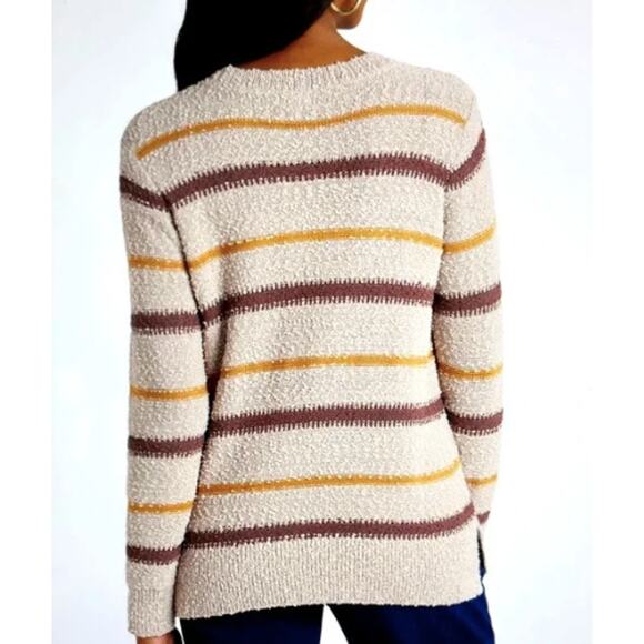 NWT Women's Mason & Belle Ellie Textured Long Sleeve Sweater Cream/Browns - Picture 1 of 10